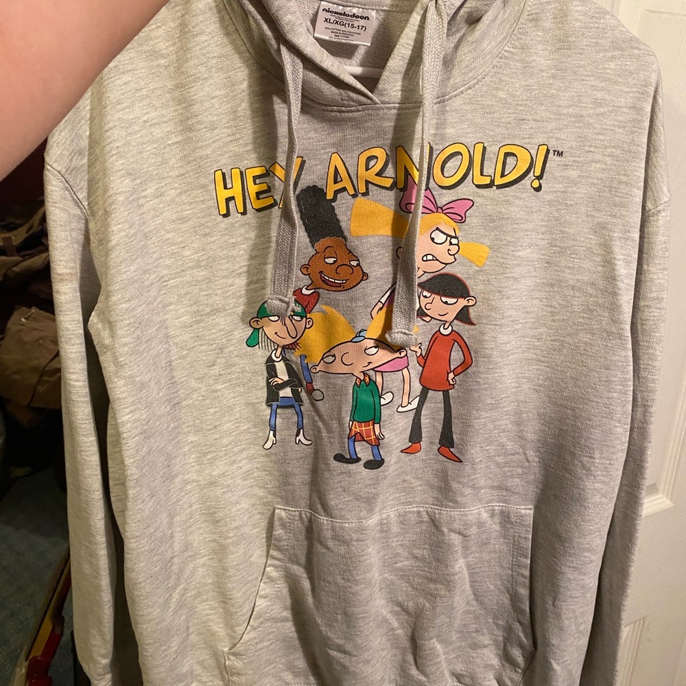Nickelodeon Light Gray Hoodie with Yellow Accents